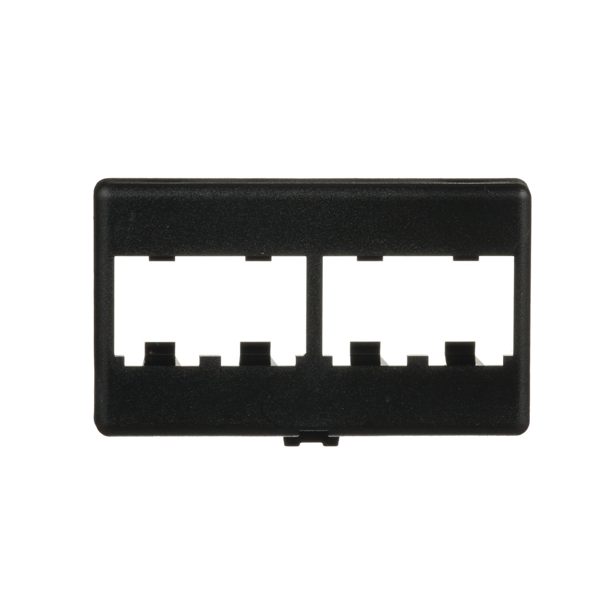 Placa de Mobiliario Modular Estándar, Salidas Para 4 Puertos Mini-Com, Color Negro