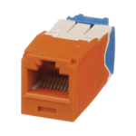 Conector Jack RJ45 Estilo TG, Mini-Com, Categorí­a 6A, de 8 posiciones y 8 cables, Color Naranja