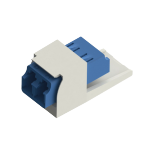 Módulo Acoplador LC Duplex, para Fibra óptica Monomodo OS1/OS2, Tipo Mini-Com, Color Blanco Mate