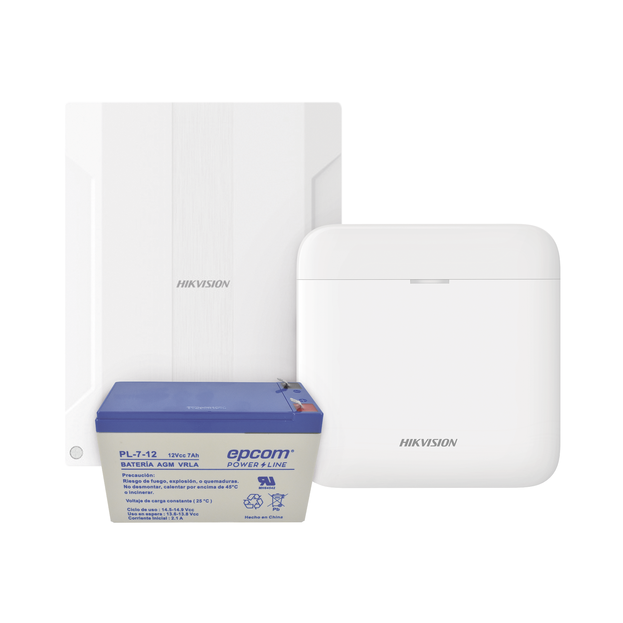(AXPRO) KIT de alarma AX PRO conversión de zonas cableadas a inalámbricas / Incluye: 1 Hub con Batería de respaldo/ 1 Expansor de 16 zonas cableadas / 1 Batería de respaldo 12Vcc a 7 Amp/ Compatible con Hik-Connect P2P