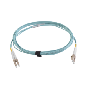 Jumper de Fibra óptica Multimodo 50/125 XGLO OM4, LC-LC Duplex, OFNR, Color Aqua, 10 Metros