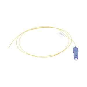 Pigtail de Fibra óptica SC/UPC Simplex, Monomodo OS1/OS2 XGLO, OFNR, Color Amarillo, 1 Metro