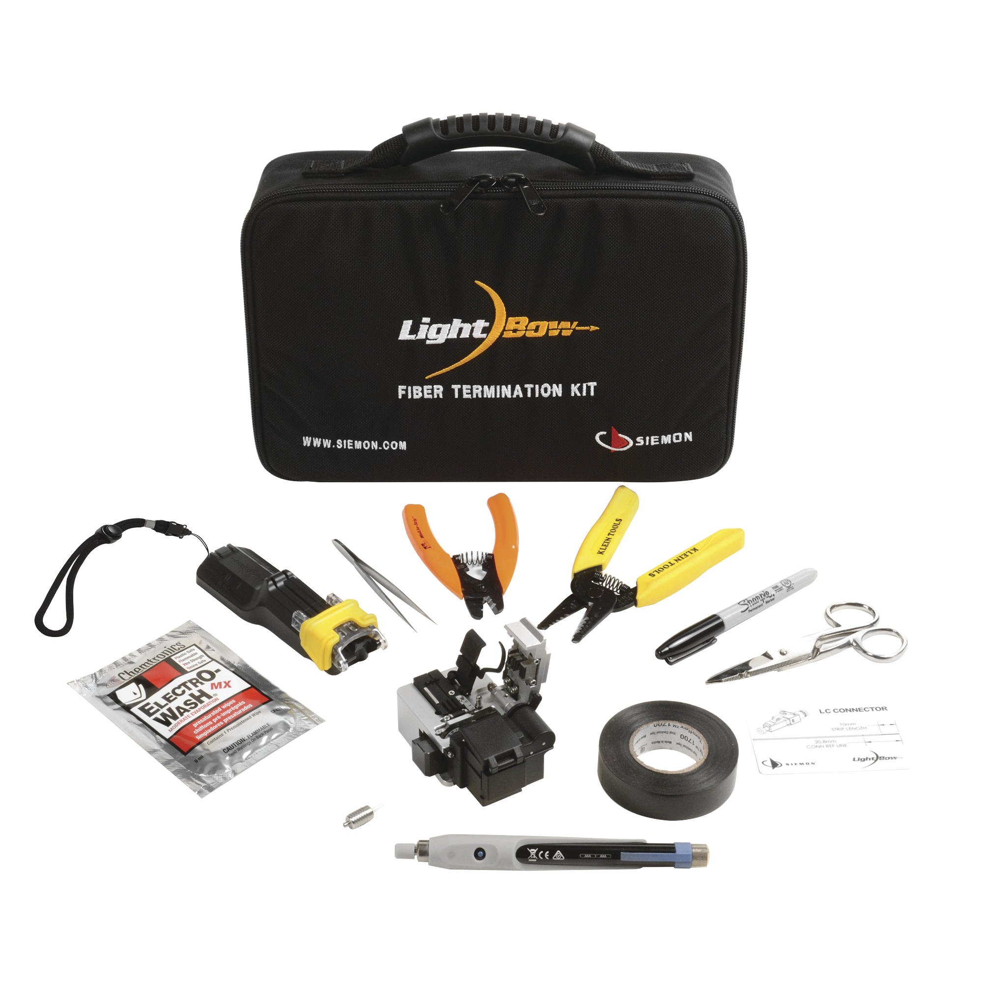 Kit de Herramienta "LightBow" para Terminación de Conectores de fibra óptica Pre-pulidos LC/SC, Monomodo o Multimodo