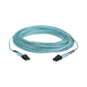 Jumper de Fibra Optica Multimodo 50/125 OM3, LC-LC Duplex, OFNR (Riser), Color Aqua, 30 Metros