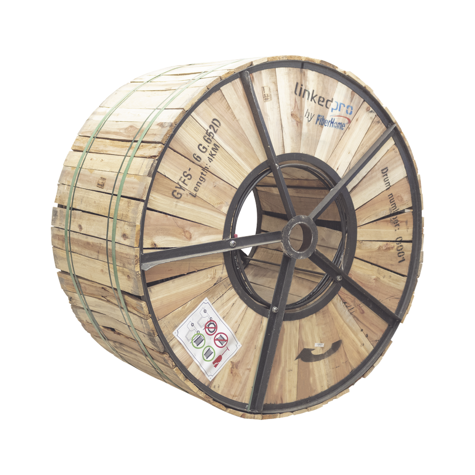 Carrete de 4 km de Fibra óptica para Exterior G.652D, Armada, Monomodo de 6 Hilos, Loose Tube, Color Negro, Para Instalación en Ducto Subterráneo o Enterrado Directo