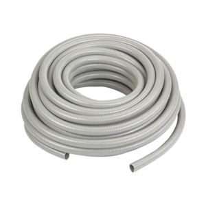 Manguera hermética flexible tipo PolyTuff no metálica, gris de 1/2", 100 pies. Uso comercial/industrial.