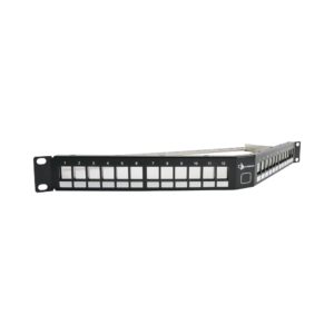 Patch Panel UTP Keystone de 24 puertos Modular (vací­o), Angulado, 1UR, compatible con Jacks Keystone UTP Z-MAX® y MAX®