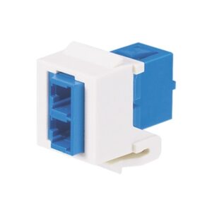 Módulo Acoplador LC Duplex, para Fibra óptica Monomodo OS1/OS2, Tipo Keystone, Color Blanco
