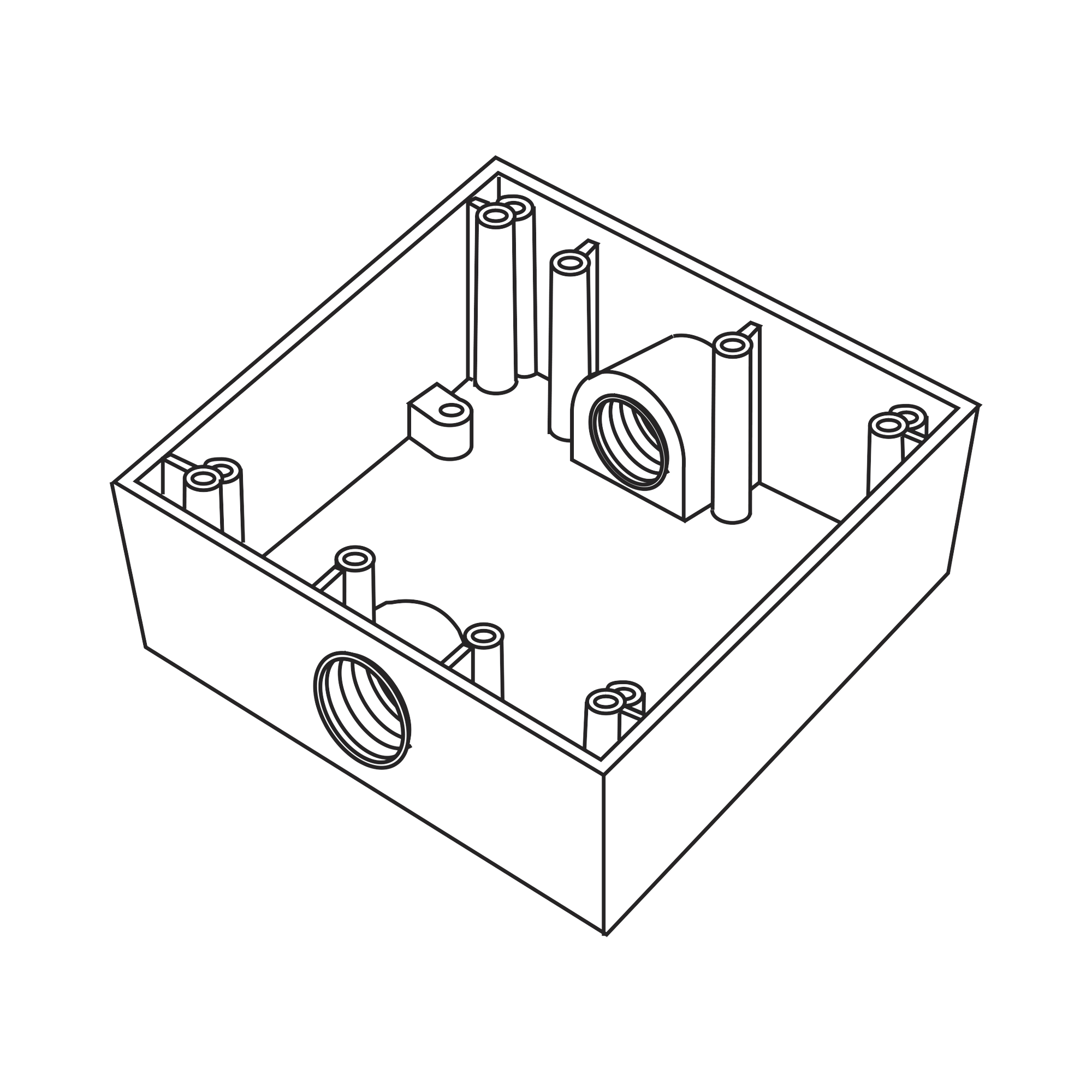 Caja Cuadra de 3/4" a Prueba de Intemperie/ Cuenta con 2 salidas.