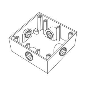 Caja Cuadrada de 3/4" (19.05 mm) a Prueba de Intemperie/ Cuenta con 4 bocas.