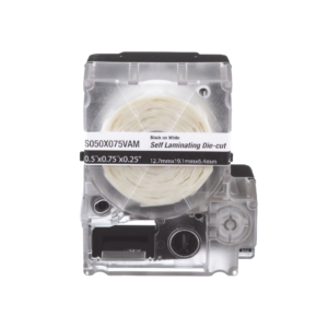 Casete de 200 Etiquetas Autolaminadas de 12.7 x 31.8 mm, para Cables de 3.1 a 7 mm de Diámetro, írea de Impresión Color Blanco