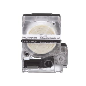 Casete de 200 Etiquetas Autolaminadas de 25.4 x 38.1 mm, para Cables de 3.1 a 7 mm de Diámetro, írea de Impresión Color Blanco