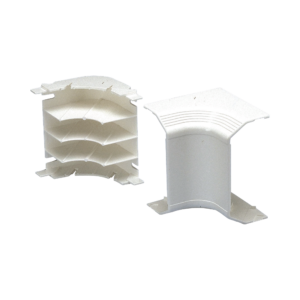 Esquinero interior, para uso con canaleta T70, Material PVC Rí­gido, Color Blanco Mate