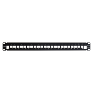 Patch Panel TERA-MAX Blindado de 24 Puertos, Modular (vací­o), Plano, Color Negro, 1UR