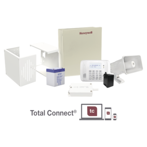 Kit con panel de alarma para 48 zonas con teclado alfanumérico y receptor inalámbrico interconstruido, Batería, Transformador y Sirena