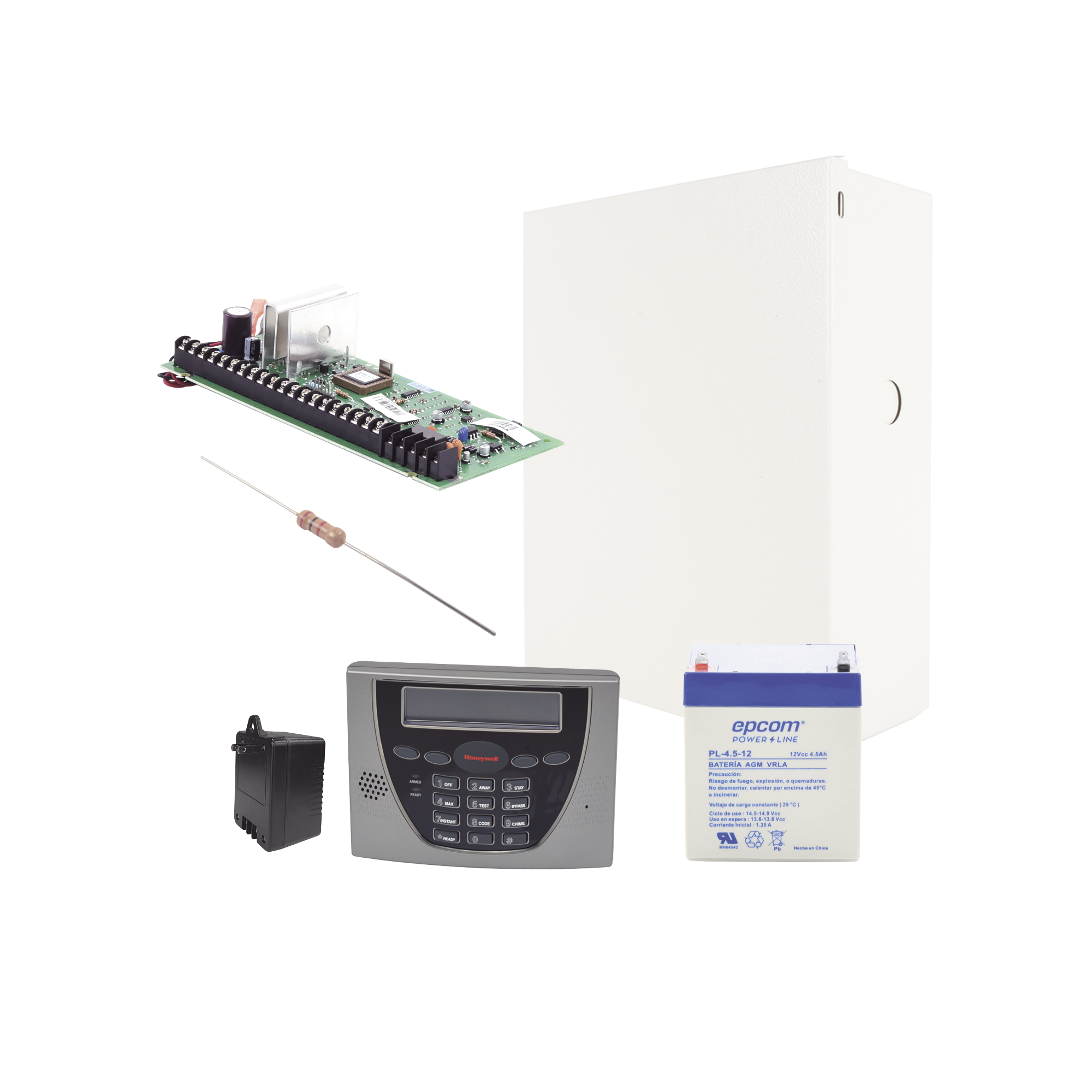 Panel de Alarma VISTA48LA con Teclado Alfanumérico 6460S, Batería y Transformador