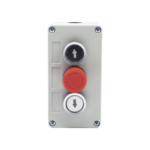 Botonera Triple con Boton de Stop Tipo Enclavado / Para Barreras Vehiculares, Operadores Corredizos y Abatibles.