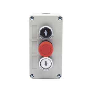 Botonera Triple con Boton de Stop Tipo Enclavado / Para Barreras Vehiculares, Operadores Corredizos y Abatibles.