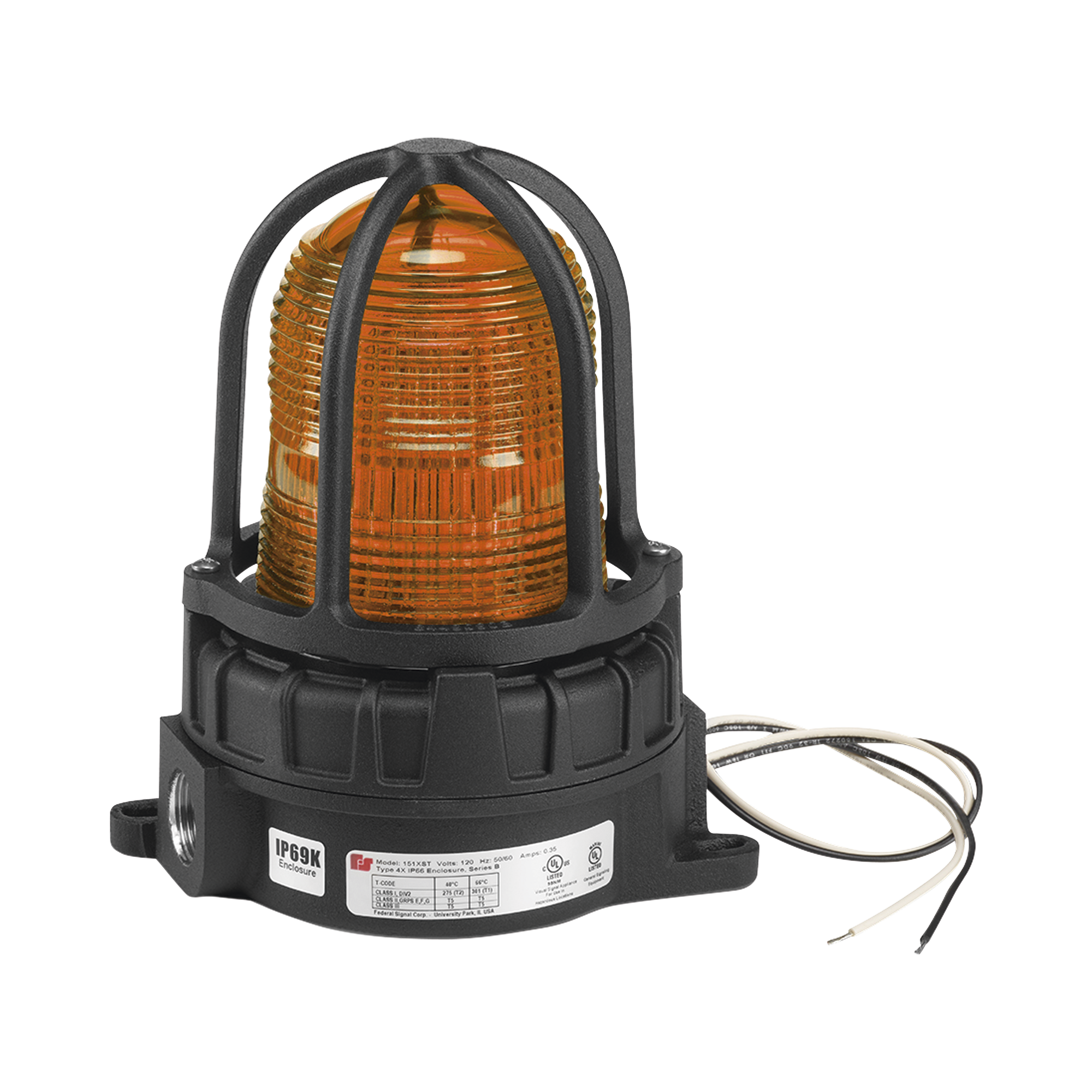 Luz de advertencia LED para ubicaciones peligrosas, montaje para superficies, 24 VCD, color ímbar