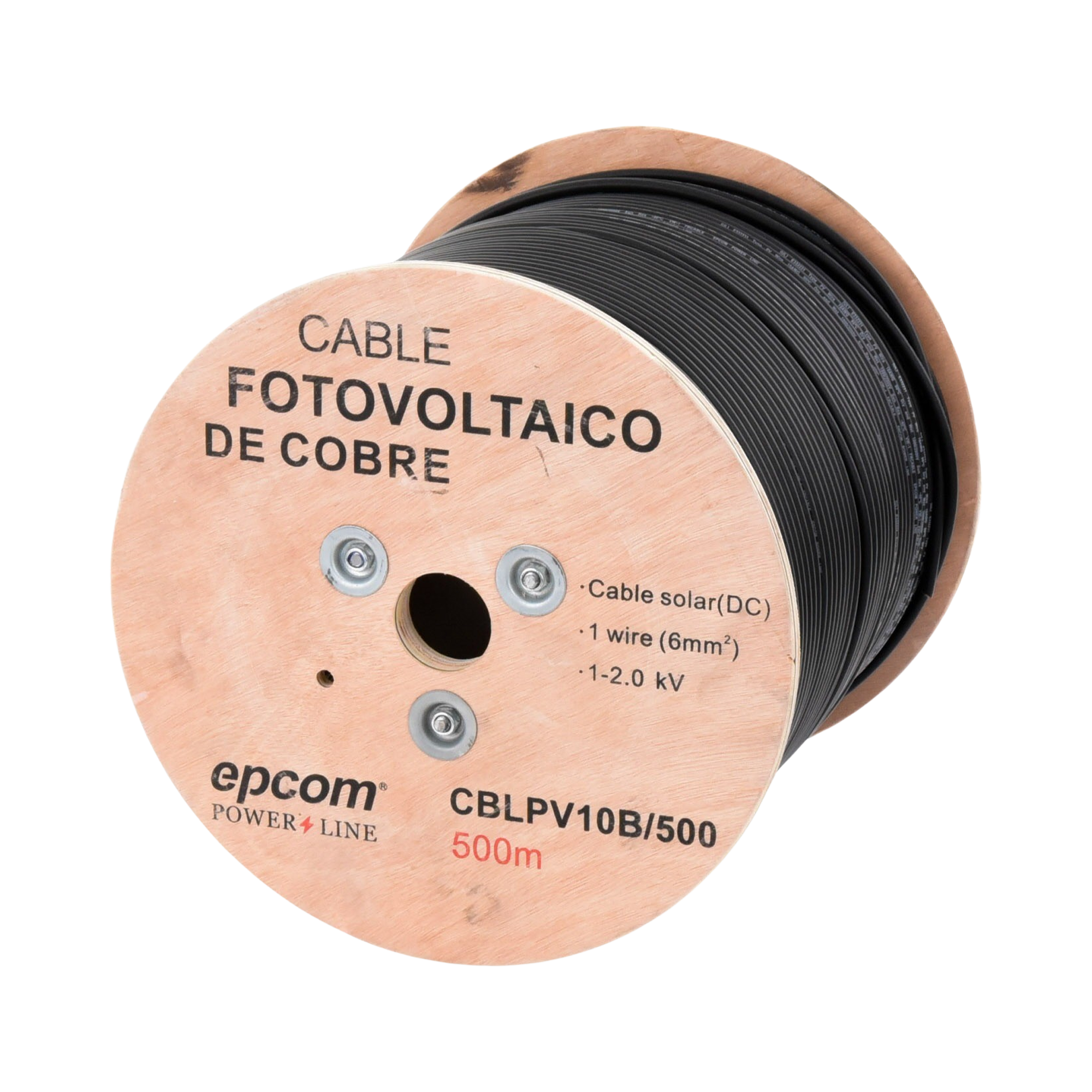 Carrete de 500 Metros / Cable Fotovoltaico Negro / 6mm² (10AWG) / Material COBRE / 2000 Vcc