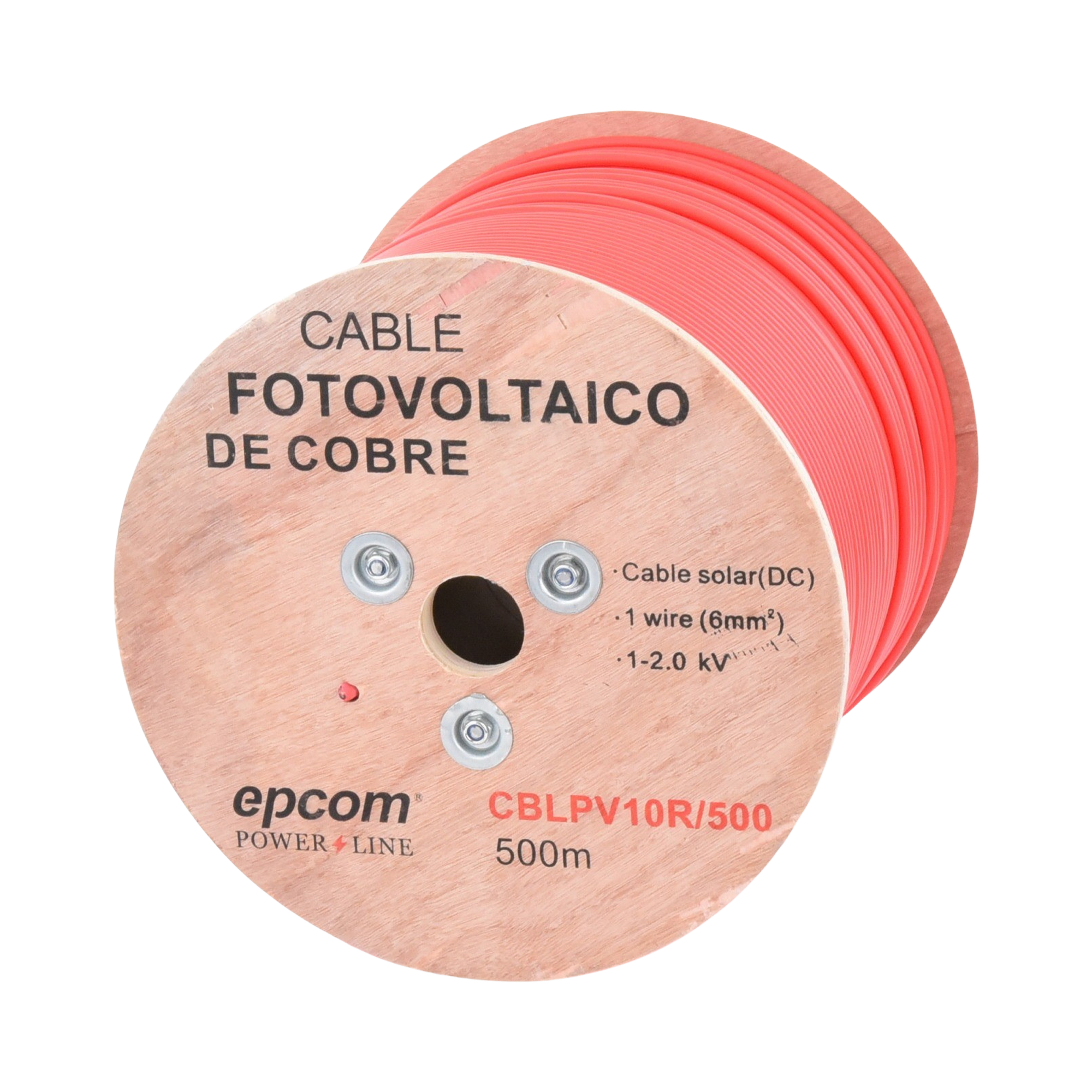 Carrete de 500 Metros / Cable Fotovoltaico Rojo / Material COBRE / 6mm² (10AWG) / 2000 Vcc