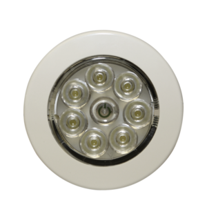 Mini luz de cortesí­a circular con bisel blanco de 2.8 pulgadas, 50 lumenes