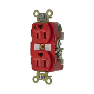 Contacto Dúplex Conexión a Tierra Aislada 15A 125V/ 2 Polos 3 Hilos/ Color Rojo/ Nema 5-15R/ Grado Industrial.