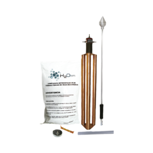 Punta Pararrayos para 80 m de Diámetro de Protección con Electrodo y Mejorador de Terreno.