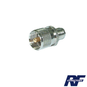 Adaptador en Lí­nea de Conector TNC Hembra a UHF Macho (PL-259), Ní­quel/ Oro/ Teflón.