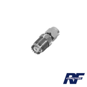 Adaptador en Lí­nea, de Conector SMA Macho a Mini-UHF Hembra, Ní­quel/ Oro/ Teflón.Au/Teflón.