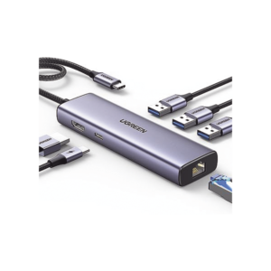 HUB USB-C (Docking Revodok) 6 en 1 | 3 Puertos USB-A 3.0 (5 Gbps) | USB-C PD 100W | HDMI 4K@30Hz | Entrada 1 RJ45 (Gigabit Ethernet) | Chip de Última Generación | Potente Disipación de Calor | Caja de Aluminio.
