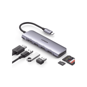HUB USB-C (Docking Station) 6 en 1 | HDMI 4K@30Hz | 3 Puertos USB 3.0 | Lector Tarjeta SD + Micro SD (TF) Uso Simultáneo | Chip de íšltima Generación | Potente Disipación de Calor | Caja de Aluminio.