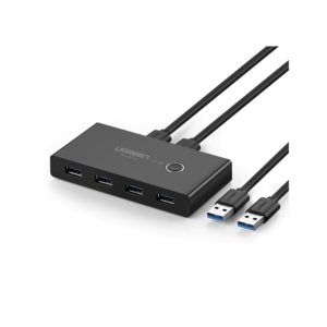 Conmutador USB para Compartir 4 Puertos USB 3.0 a 2 PC Ìs | Cambio Mediante Botón | Incluye Dos Cables USB de 1.5 m | ABS | Permite que 2 Usuarios Compartan 4 Dispositivos Periféricos USB3.0, como una impresora, un escáner, etc.