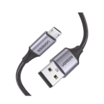 Cable USB-A a Micro USB | 1 Metro | Carga Rápida | QC 3.0/2.0 | FPC | AFC | Transferencia de datos de 480 Mbps | Recarga hasta 18W | Protección Integrada | Caja de Aluminio | Nylon Trenzado | Color Negro.