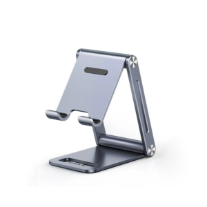 Soporte para Teléfono Celular de Aluminio | Angulo Ajustable | Amplia Compatibilidad con dispositivos de 4.7'' a 7.9'' | Antideslizante | Antiarañazos | Plegable | Color Gris.
