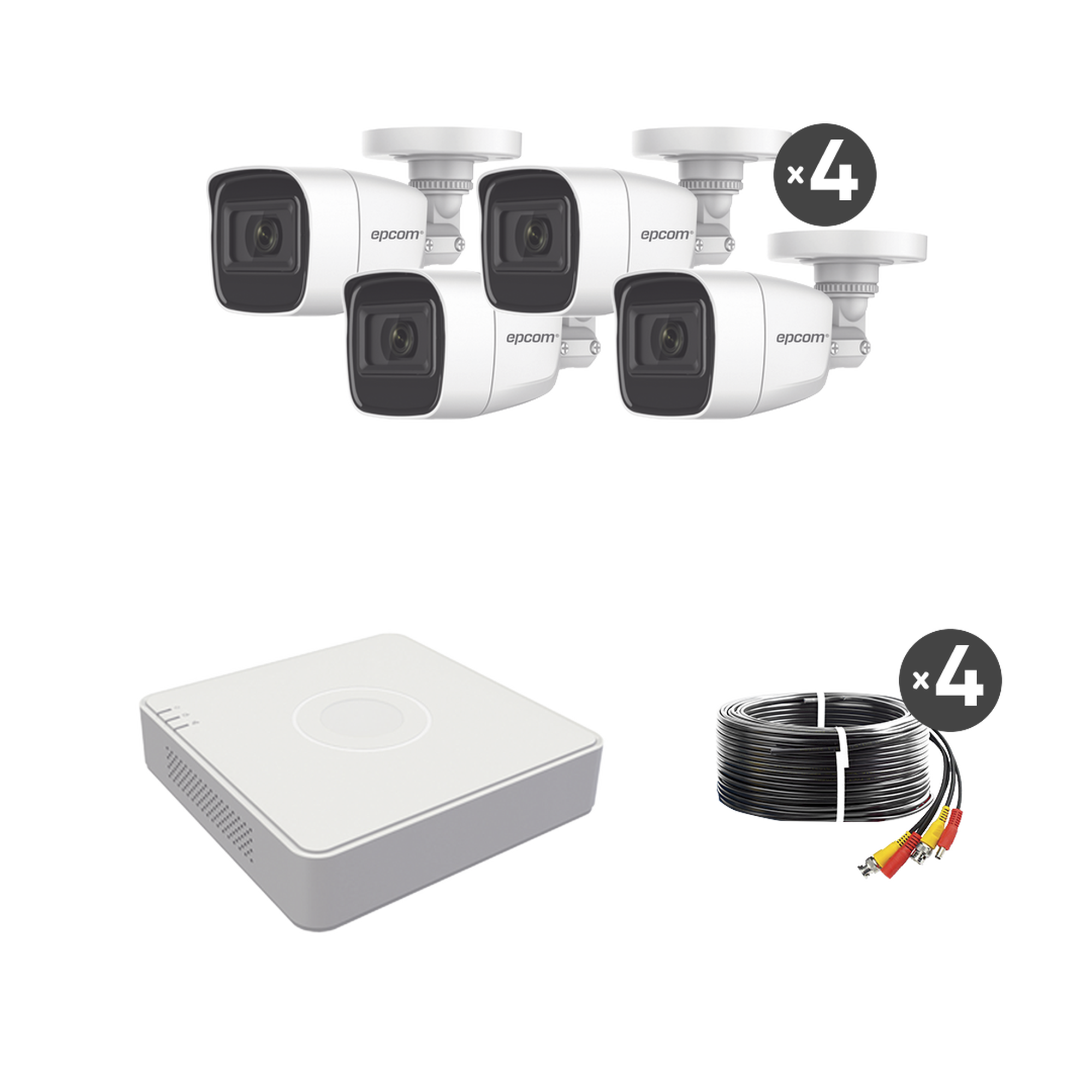 (MICRóFONO Integrado) Kit TurboHD 1080p Lite / DVR 4 canales / Audio por Coaxitron / 4 Cámaras Bala de Metal con Micrófono Integrado