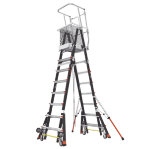 Escalera de Fibra de Vidrio con Jaula y Peldaños de Aluminio de 8'-14' (2.44 - 4.27 m). Sin Ajuste en Ruedas (RATCHET™ Leveler) (SKU:18515-240).
