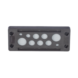 Pasacable de 10 Orificios de Marco Rectangular, IP65, 4.41" X 1.42", para Cables no Terminados, Color Negro.