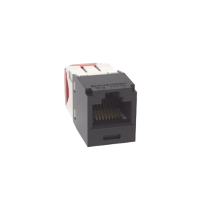 Conector Jack RJ45 Estilo TG, Mini-Com, Categorí­a 5e, de 8 posiciones y 8 cables, Color Negro