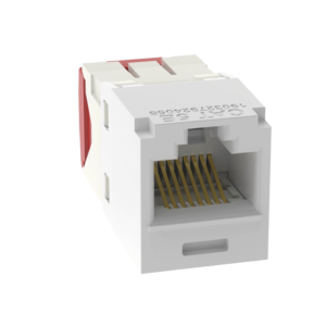 Conector Jack RJ45 Estilo TG, Mini-Com, Categorí­a 5e, de 8 posiciones y 8 cables, Color Blanco