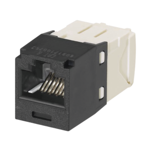 Conector Jack RJ45 Estilo TG, Mini-Com, Categorí­a 6, de 8 posiciones y 8 cables, Color Negro