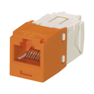 Conector Jack RJ45 Estilo TG, Mini-Com, Categorí­a 6, de 8 posiciones y 8 cables, Color Naranja