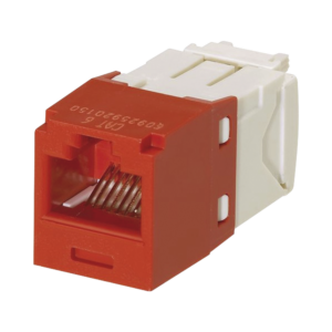 Conector Jack RJ45 Estilo TG, Mini-Com, Categorí­a 6, de 8 posiciones y 8 cables, Color Rojo