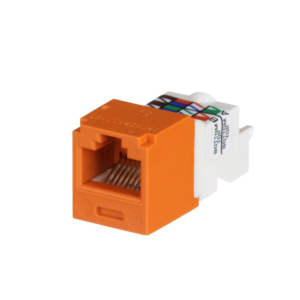 Conector Jack RJ45 Estilo TP, Mini-Com, Categorí­a 6, de 8 posiciones y 8 cables, Color Naranja