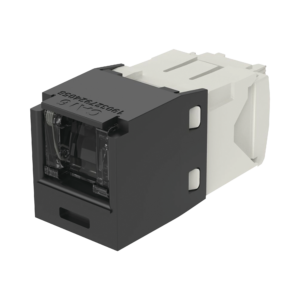 Conector Jack RJ45 Estilo TG con Ventana, Mini-Com, Categorí­a 6, de 8 posiciones y 8 cables, Color Negro