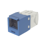 Conector Jack RJ45 Estilo TG con Ventana, Mini-Com, Categorí­a 6, de 8 posiciones y 8 cables, Color Azul