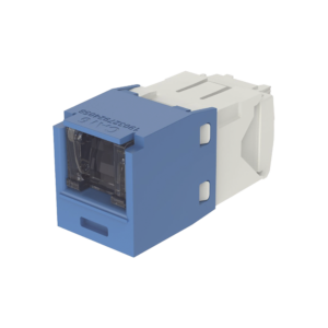 Conector Jack RJ45 Estilo TG con Ventana, Mini-Com, Categorí­a 6, de 8 posiciones y 8 cables, Color Azul