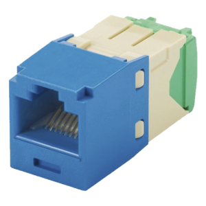 Conector Jack RJ45 Estilo TG, Mini-Com, Categorí­a 6, de 8 posiciones y 8 cables de Calibre 28/30 AWG, Color Azul