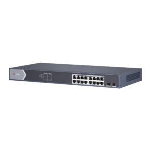 Switch Gigabit PoE+ / Monitoreable / 16 Puertos 1000 Mbps PoE+ / 1 Puerto 1000 Mbps de Uplink / 1 Puerto SFP /  Configuración Nube desde Hik-PartnerPro / Modo Extendido hasta 300 Metros / 130 Watts