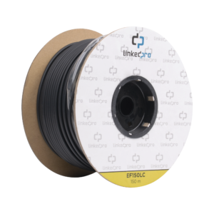 Carrete de Fibra óptica Monomodo con conectores LC-LC Duplex, Reforzada con Kevlar, de 150 metros, Para instalaciones subterráneas por tuberí­a